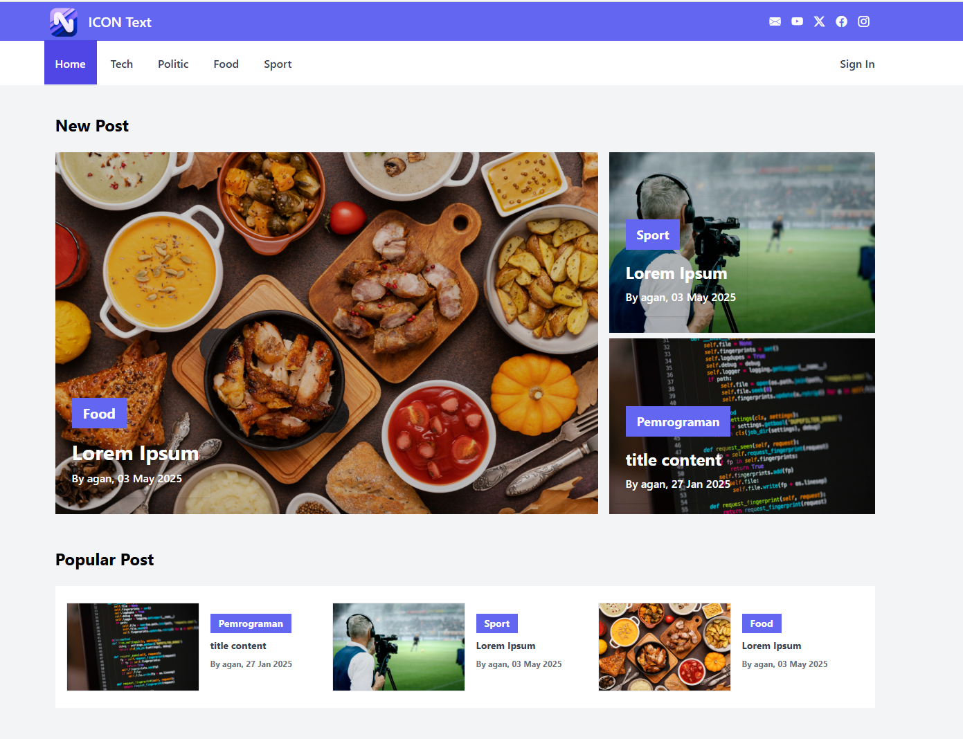 Tampilan home news app