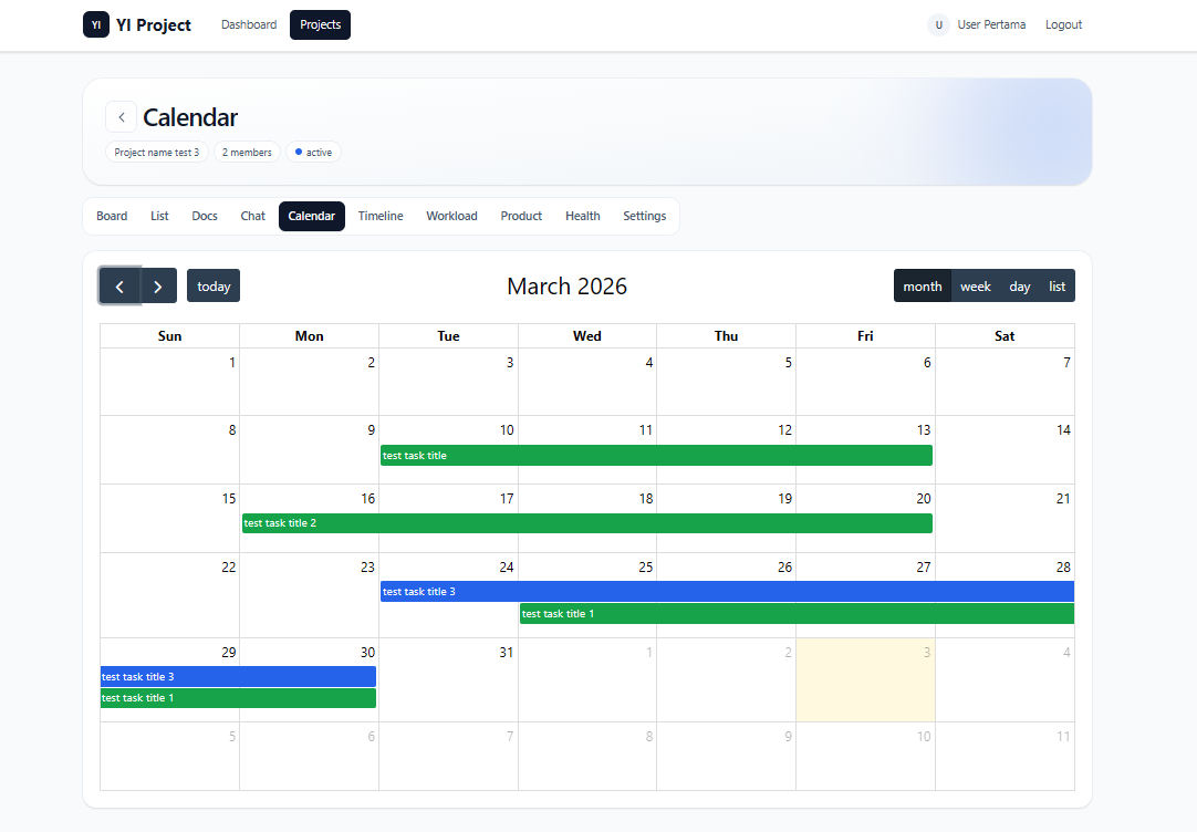 Tampilan kalender task