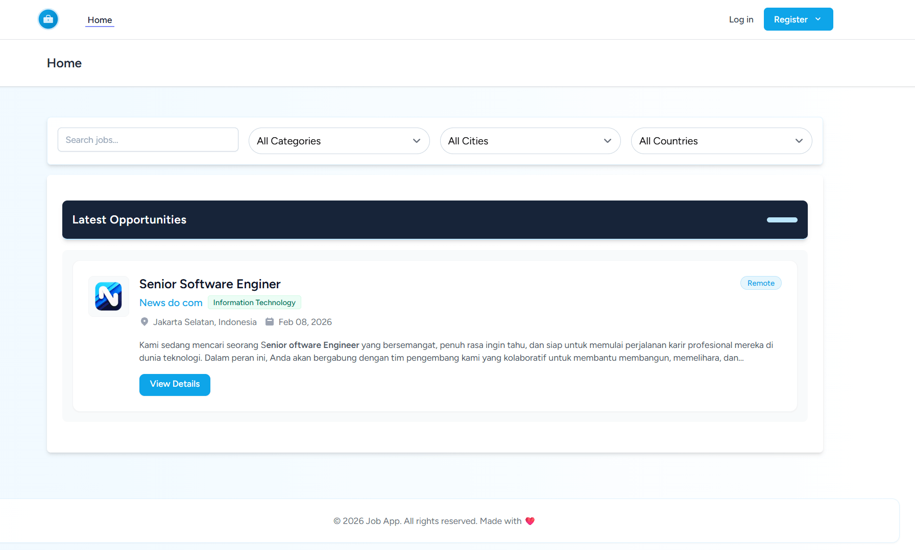 Tampilan recruitment app untuk proses hiring