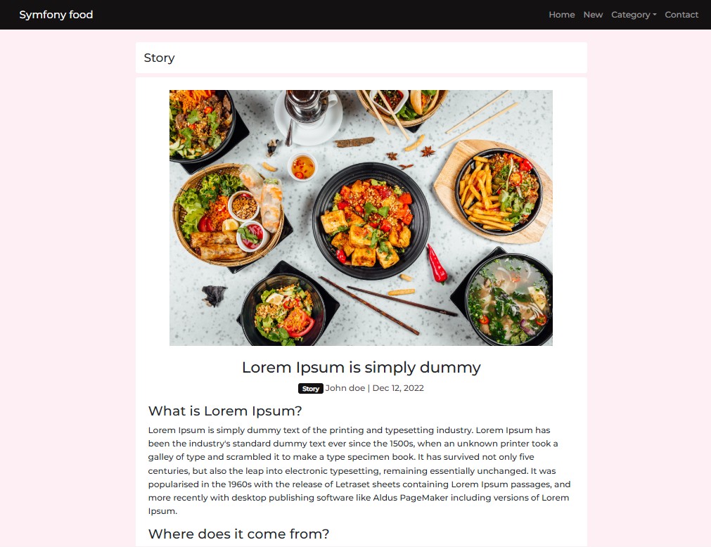Preview section menu Symfoni Food